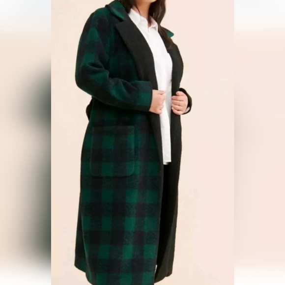 ANTHROPOLOGIE‎ Hutch Coat Long Belted Pockets Textured Plaid 3x Womens Hutch - Picture 1 of 9